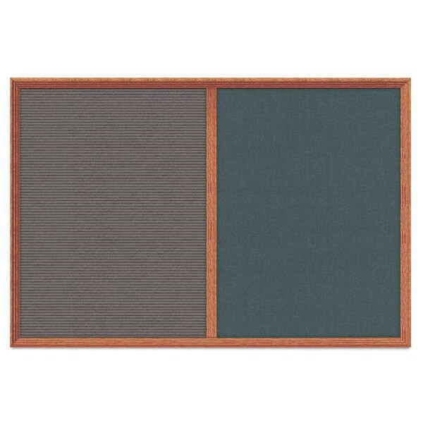 United Visual Products Enclosed Corkboard, 1 Door, 60"x36", 4" Fra UV3424-BRONZE-MEDGRY - main